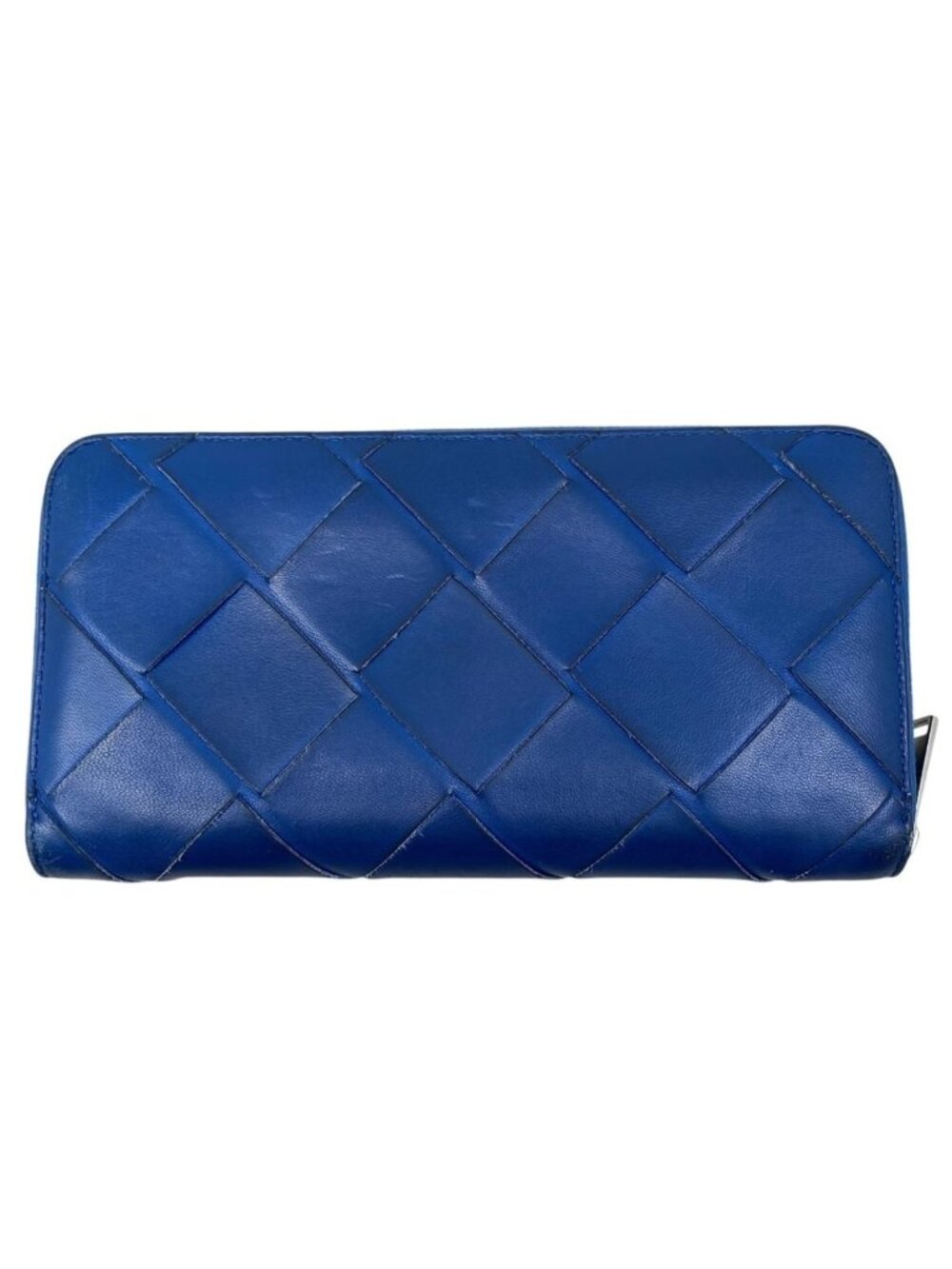 Bottega Veneta Wallet Maxi Intrecciato Cassette Zip Around Leather Blue